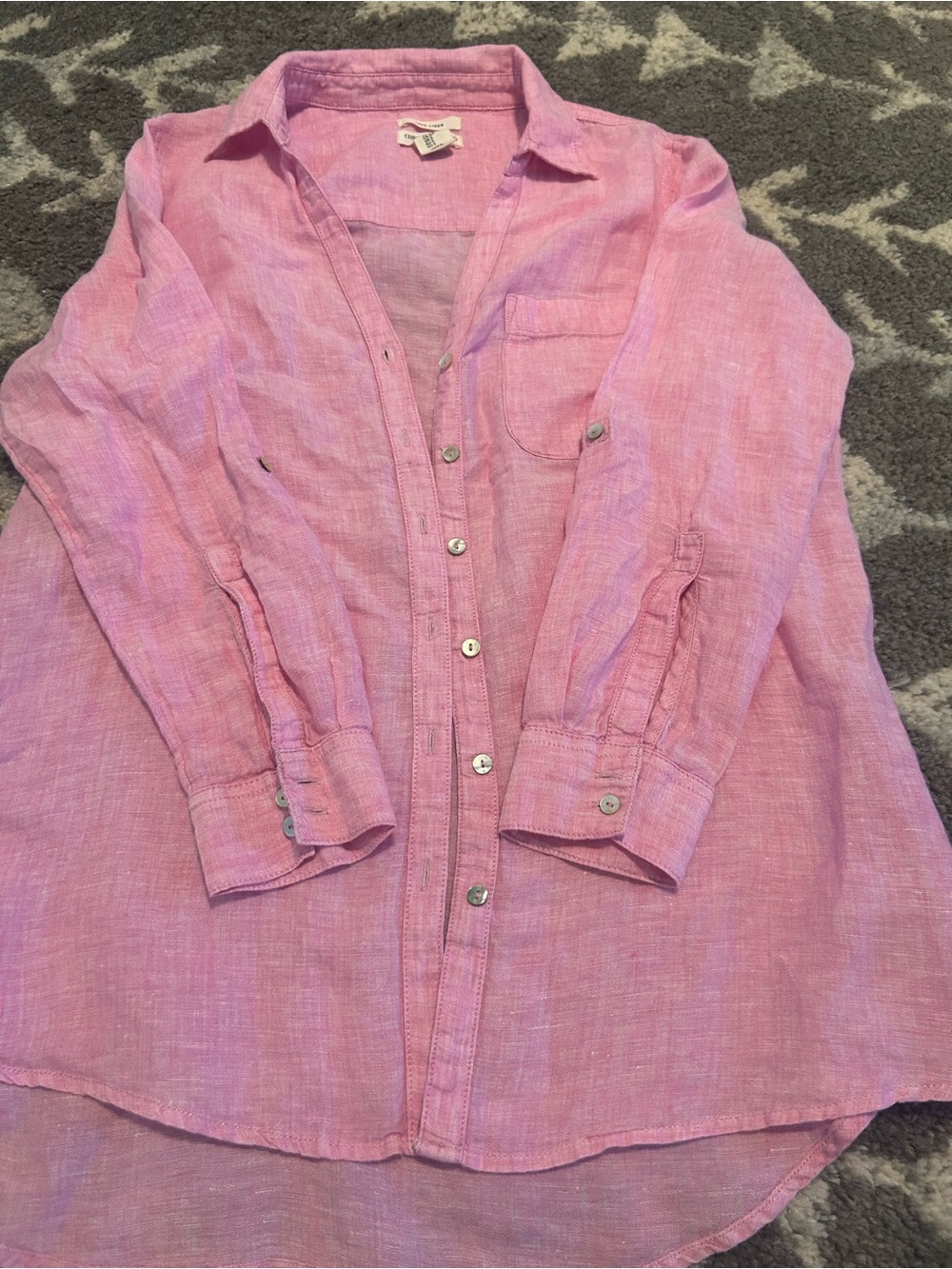 Christian Siriano womens Pink Button-Down Linen Shirt